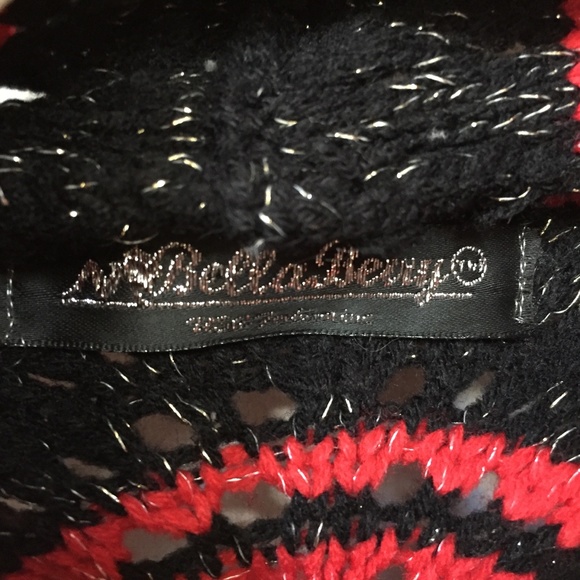 Bella Berry Red & Black Chevron Sweater w/ Silver Sparkle - Picture 8 of 16